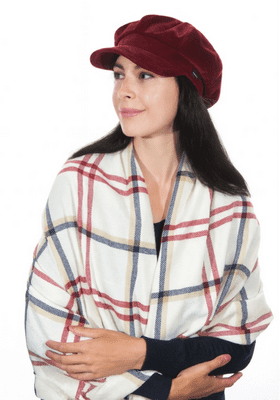 Check Shawl Cream Red Blue Pashmina Soft Shawl