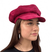 Cord Baker boy Hat Newsboy Cap Red Corduroy Hat