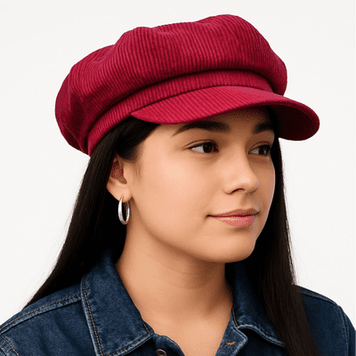 Cord Baker boy Hat Newsboy Cap Red Corduroy Hat