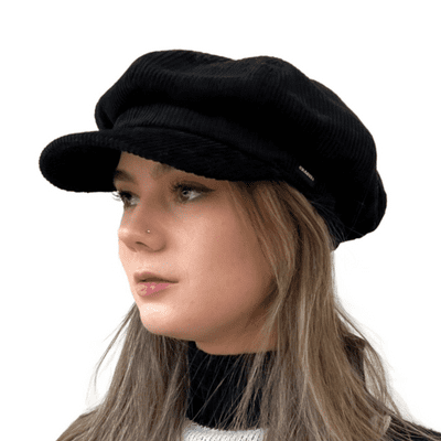 CRAGGI Baker boy Hat Black Cord Newsboy Cap