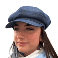 Denim Baker Boy Cap Dark Blue Denim Newsboy Hat