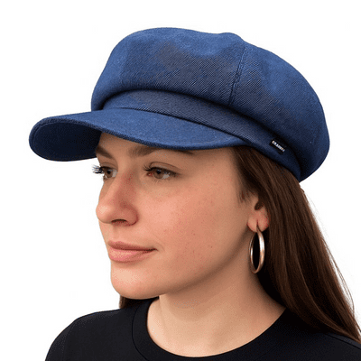 Denim Baker Boy Cap Dark Blue Denim Newsboy Hat