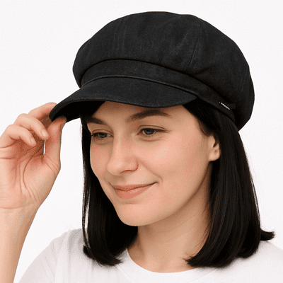 Denim Baker Boy Hat Newsboy Cap Charcoal Black  Hat