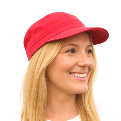 Denim Newsboy Cap Red Denim Military Hat CRAGGI