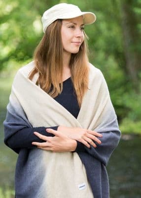 Dipdye Shawl Blue Sand Pashmina Supersoft Scarf