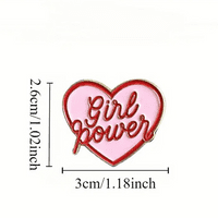 Girl Power Pink Heart Enamel Pin For Hats and Bags