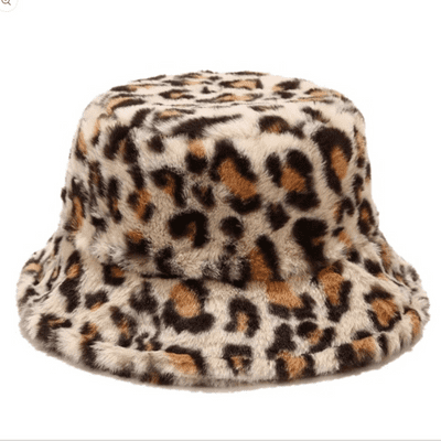 Leopard Faux Fur Hat Beige Womens Hat