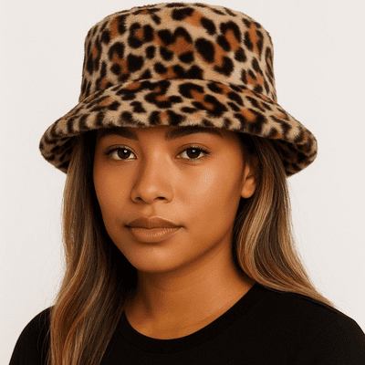 Leopard Faux Fur Hat Brown Womens Hat