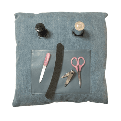 Manicure Cushion Blue Denim Nail Varnish Pillow