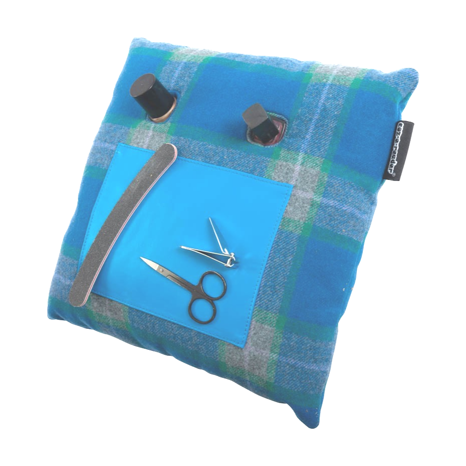 Manicure Cushion Blue Tweed Nail Varnish Pillow