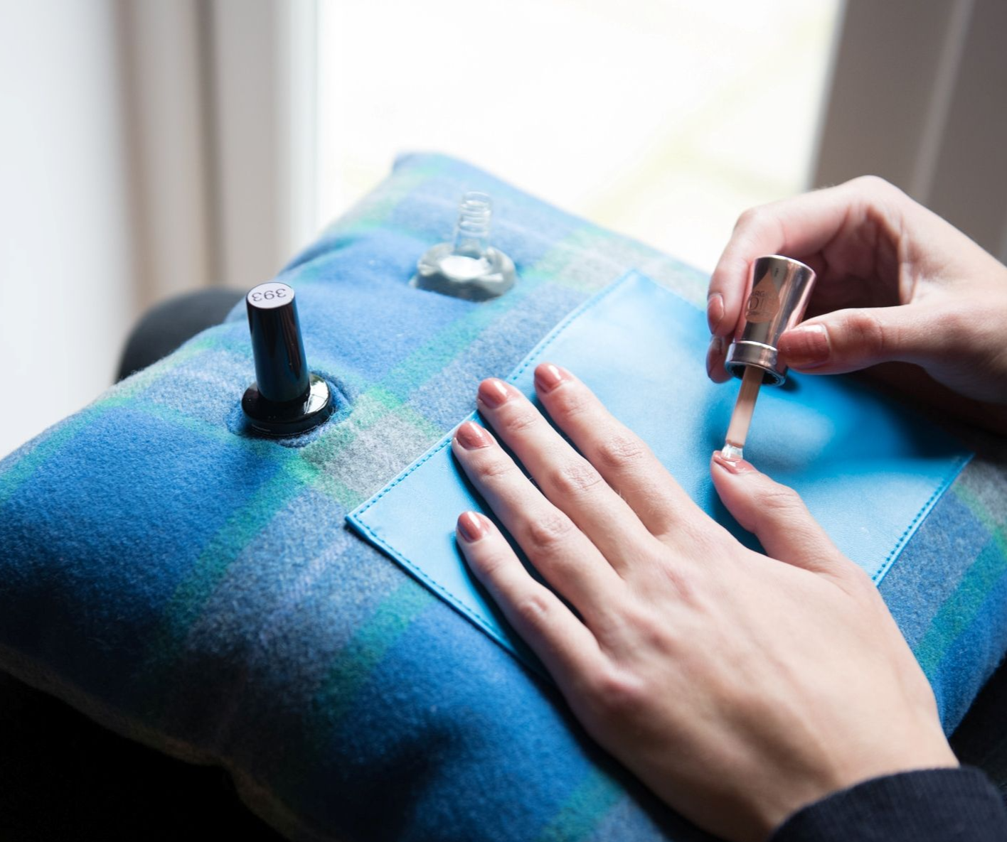 Manicure Cushion Blue Tweed Nail Varnish Pillow