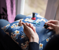 Manicure Cushion Navy Floral Nail Varnish Pillow