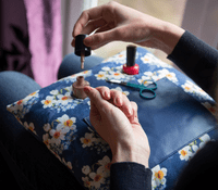 Manicure Cushion Navy Floral Nail Varnish Pillow Beauty Gift