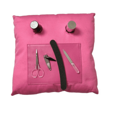 Manicure Cushion Pink Denim Nail Varnish Pillow