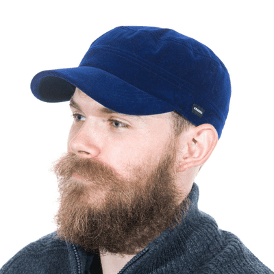 Mens Velvet Newsboy Cap Blue Velvet Military Hat