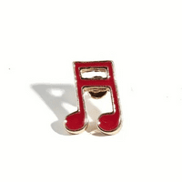Music Note Red Enamel Pin Badge for Hats and Bags