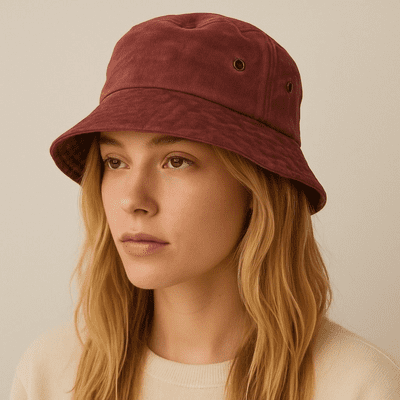 Pink Bucket Hat Washed Denim Summer Hat