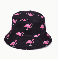 Reversible Bucket Hat Flamingo Black Summer Hat