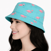 Reversible Bucket Hat Flamingo Blue Holiday Hat
