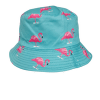 Reversible Bucket Hat Flamingo Blue Holiday Hat