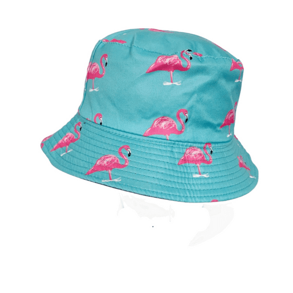 Reversible Bucket Hat Flamingo Blue Summer Hat