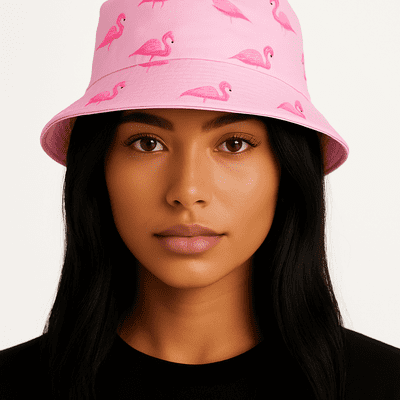 Reversible Bucket Hat Flamingo Pink Holiday Hat
