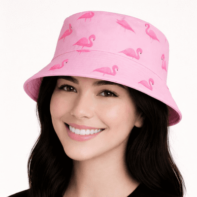 Reversible Bucket Hat Flamingo Pink Holiday Hat