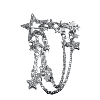 Star-Shaped Rhinestone Tassel Brooch for Hats and Bags