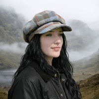 Tweed Baker Boy Hat Newsboy Cap Olive Check Hat