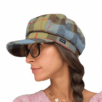 Tweed Baker Boy Hat Newsboy Cap Olive Check Hat