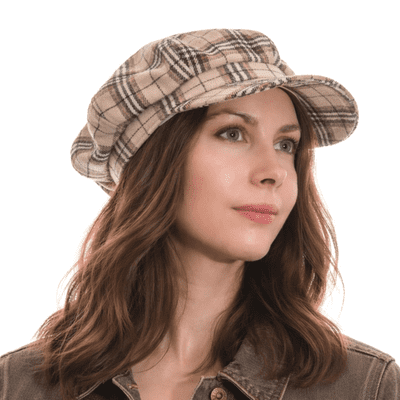 Tweed Baker Boy Hat Newsboy Cap Sand Check Shelby Hat