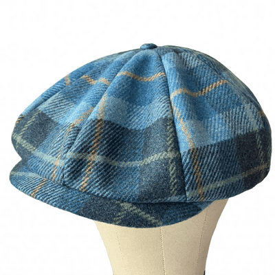 Tweed Newsboy Cap Blue Plaid Flat Cap