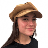 Velvet Baker Boy Hat Gold Brown Velvet Newsboy Cap