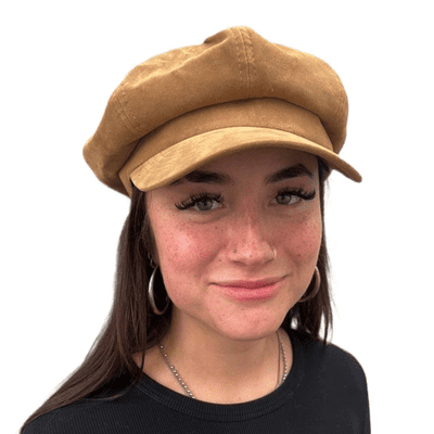 Velvet Baker Boy Hat Gold Brown Velvet Newsboy Cap