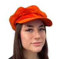 Velvet Baker Boy Hat Orange Velvet Newsboy Cap by CRAGGI