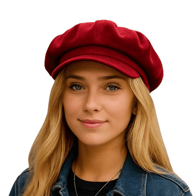 Velvet Baker Boy Hat Red Velvet Newsboy Cap