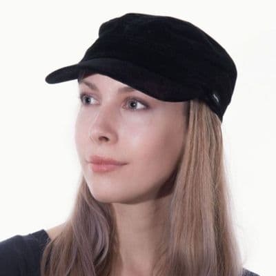 Velvet Newsboy Cap Black Velvet Hat Winter Cap