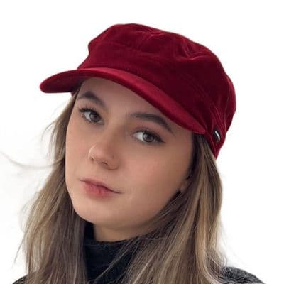 Velvet Newsboy Cap Red Velvet Hat Winter Cap