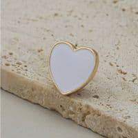 White Love Heart Alloy Brooch Pin Badge Hat Jewellery 
