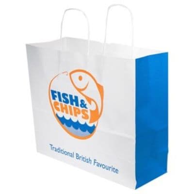 Fish & Chips Jumbo Paper Carrier Bag  (100 in a Box)