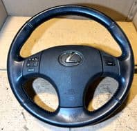 06-12 LEXUS IS220 STEERING WHEEL BLACK LEATHER + CONTROLS XE20