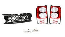 DISCOVERY 3 CLEAR LED TAIL LIGHTS & DISCO 4 LOOK FRONT BLACK GRILLE UPGRADE KIT