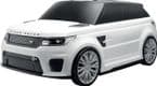 KIDS WHITE RIDE ON TOY CAR & SUITCASE - RANGE ROVER SPORT SVR CONVERTIBLE