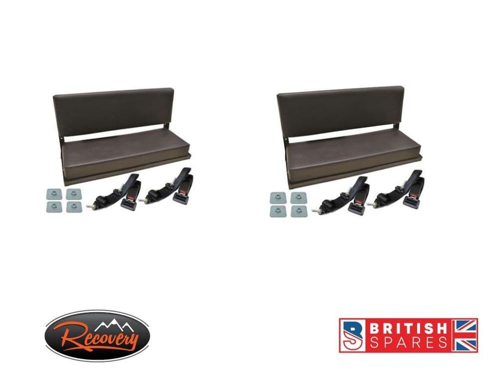 LAND ROVER DEFENDER 90/110 2 FOLDING REAR BENCH SEATS 4 LAP SEAT BELTS ...