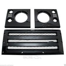 LAND ROVER DEFENDER - XS GRILLE & LAMP SURROUND - BLACK WITH SILVER MESH -