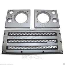 LAND ROVER DEFENDER XS GRILLE & LAMP SURROUND - SILVER WITH BLACK MESH