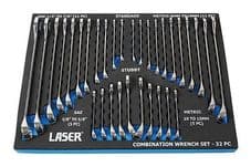 LASER TOOLS CHROME VANADIUM COMBINATION SPANNER SET IN FOAM 32 PIECE