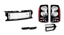 LR DISCOVERY 3 BLACK LED TAIL LIGHTS, FRONT BLACK & SILVER GRILLE KIT & VENT