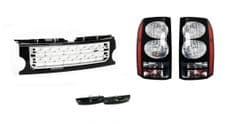 LR DISCOVERY 3 BLACK LED TAIL LIGHTS, FRONT BLACK & SILVER GRILLE UPGRADE KIT