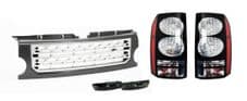 LR DISCOVERY 3 BLACK LED TAIL LIGHTS, FRONT GREY & SILVER GRILLE UPGRADE KIT